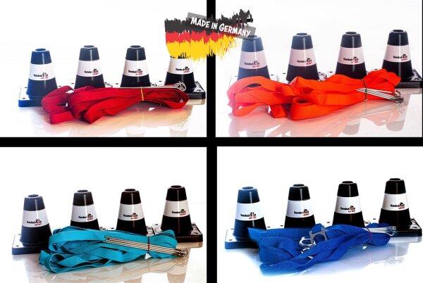 Boxset für Obedience, bestehend aus Boxband und 4 schwarzen Pylonen