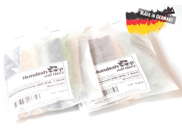 Set, bestehend aus 2x 7 Stück IGP-Fährtengegenstände, kunststofffrei