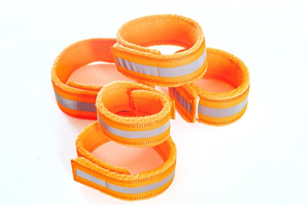 neonoranges Reflektorhalsband mit Klettverschluss in verschiedenen Größen.