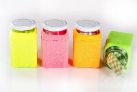 kleines eckiges Glas für SHS mit Stoffüberzug