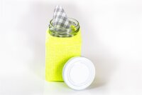kleines eckiges Glas für SHS mit Stoffüberzug