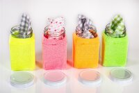kleines eckiges Glas für SHS mit Stoffüberzug