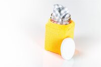 kleines eckiges Glas für SHS mit Stoffüberzug